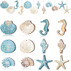 24pcs Ocean Seashells Seahorses Hanging Decor Sailing Marine Animals
