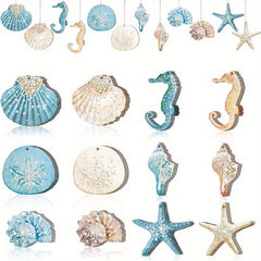 24pcs Ocean Seashells Seahorses Hanging Decor Sailing Marine Animals
