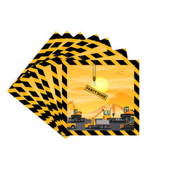 Construction Vehicle Party Set - 16pcs Plates Cups Napkins Flag
