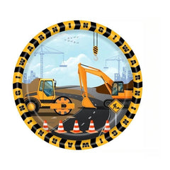 Construction Vehicle Party Set - 16pcs Plates Cups Napkins Flag