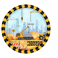 Construction Vehicle Party Set - 16pcs Plates Cups Napkins Flag