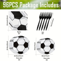 96pcs Football Party Supplies Kit Football Birthday Party Decorations