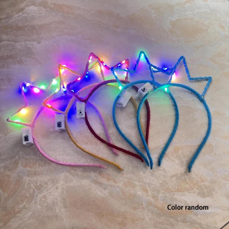 5pcs Unicorn and Cat Ears Headband Set Light Up Hairband for Party