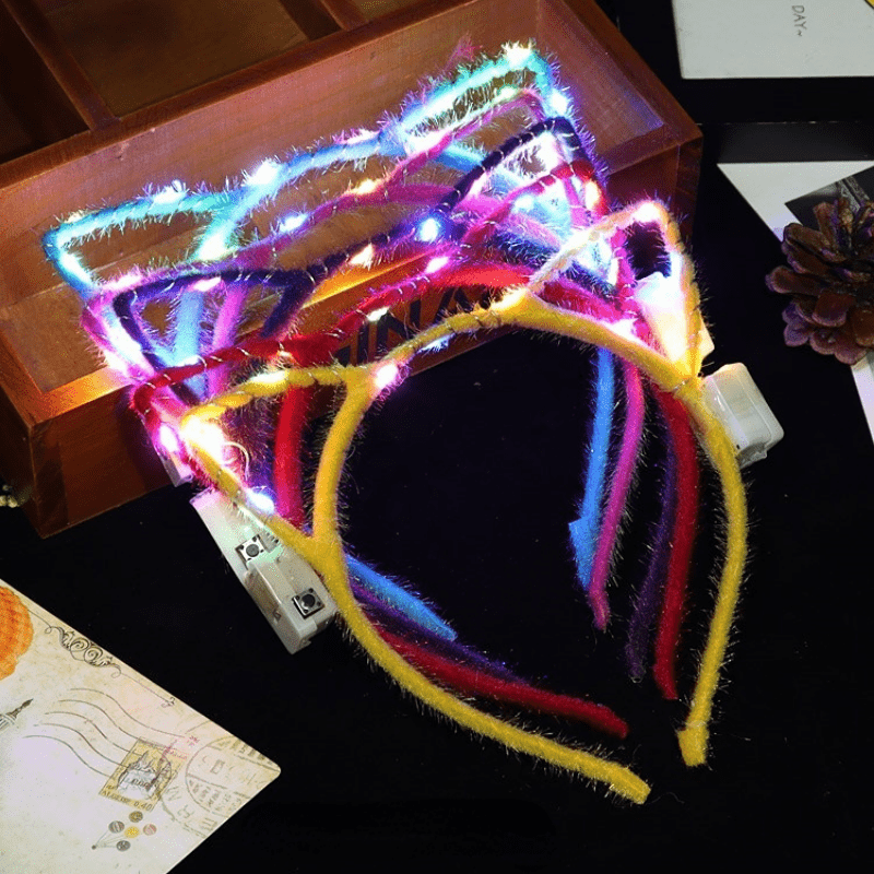 5pcs Unicorn and Cat Ears Headband Set Light Up Hairband for Party