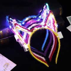 5pcs Unicorn and Cat Ears Headband Set Light Up Hairband for Party