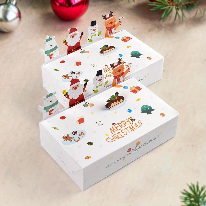 10pcs Christmas Gift Packaging Box Cartoon Animal Paper Box Holiday Decor