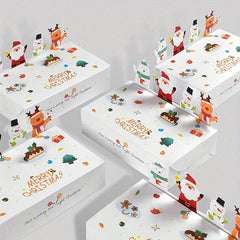 10pcs Christmas Gift Packaging Box Cartoon Animal Paper Box Holiday Decor