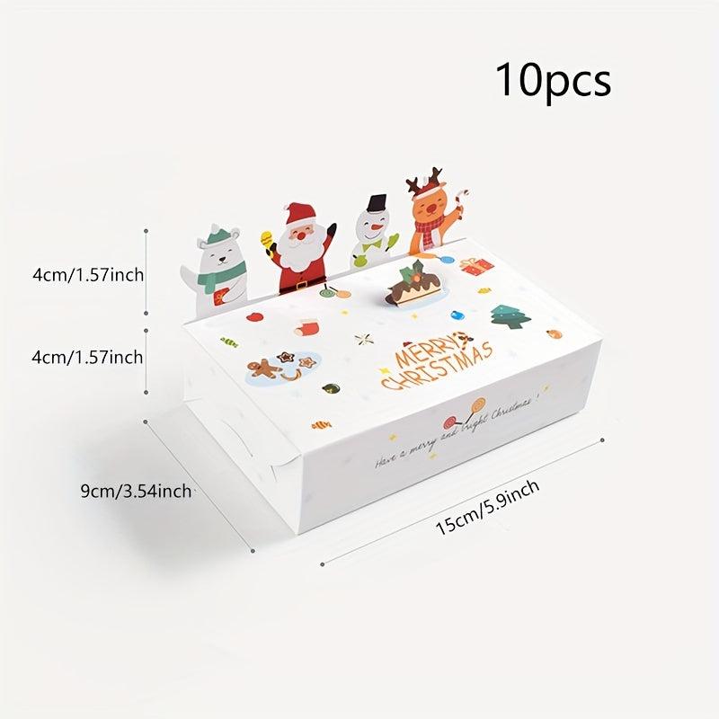 10pcs Christmas Gift Packaging Box Cartoon Animal Paper Box Holiday Decor