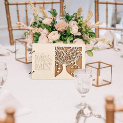 Personalized Wooden Wedding Guest Book - 40 Pages