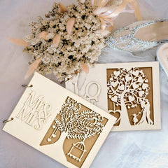 Personalized Wooden Wedding Guest Book - 40 Pages