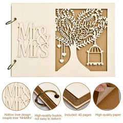 Personalized Wooden Wedding Guest Book - 40 Pages