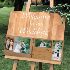 Personalized Wooden Wedding Guest Book - 40 Pages