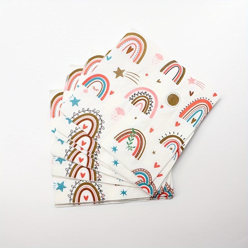 20pcs Rainbow Party Napkins - Disposable Paper Napkins