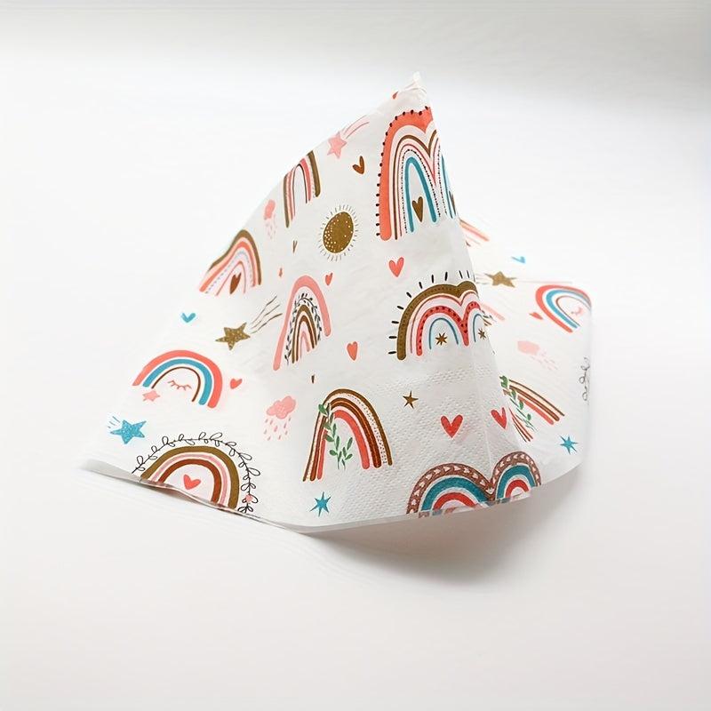 20pcs Rainbow Party Napkins - Disposable Paper Napkins