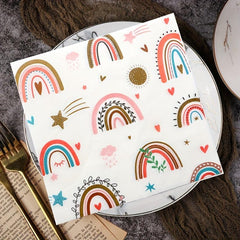 20pcs Rainbow Party Napkins - Disposable Paper Napkins