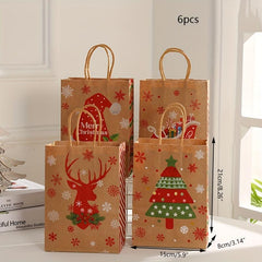 6pcs Striped Christmas Gift Bags Party Candy Tote Bags