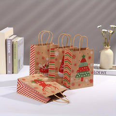 6pcs Striped Christmas Gift Bags Party Candy Tote Bags