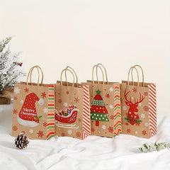 6pcs Striped Christmas Gift Bags Party Candy Tote Bags