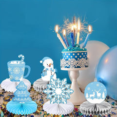 9pcs Winter Table Snowflake Centerpieces Honeycomb Party Decorations