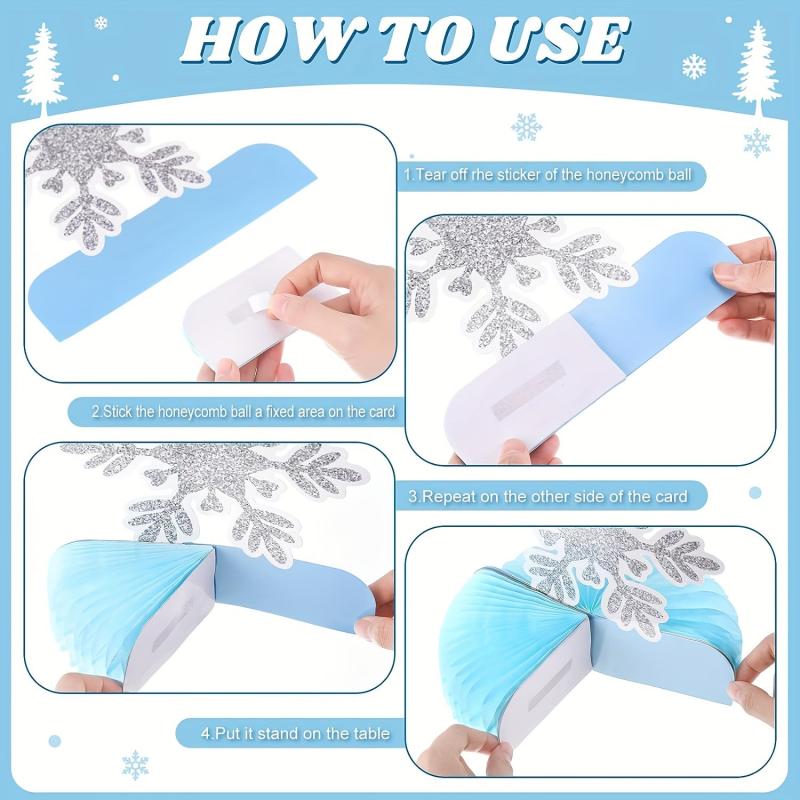 9pcs Winter Table Snowflake Centerpieces Honeycomb Party Decorations