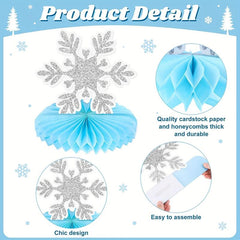 9pcs Winter Table Snowflake Centerpieces Honeycomb Party Decorations
