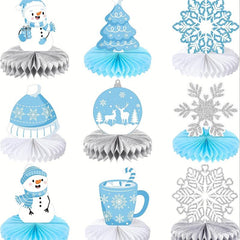 9pcs Winter Table Snowflake Centerpieces Honeycomb Party Decorations