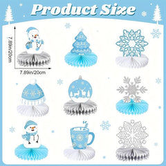 9pcs Winter Table Snowflake Centerpieces Honeycomb Party Decorations