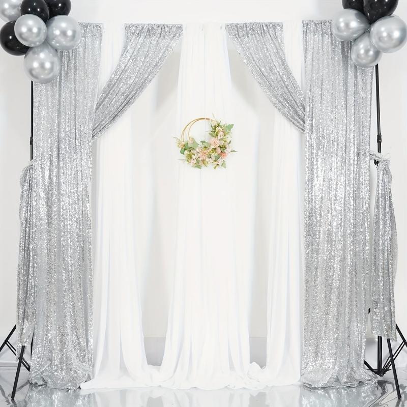 Silver Sequin Curtains 2ft x 8ft Photo Backdrop