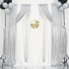 Silver Sequin Curtains 2ft x 8ft Photo Backdrop