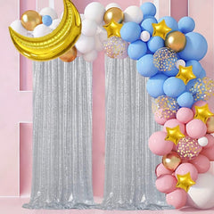 Silver Sequin Curtains 2ft x 8ft Photo Backdrop