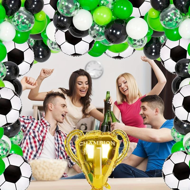Soccer Party Balloon Garland Arch Kit with Soccer Mylar Foil Balloons