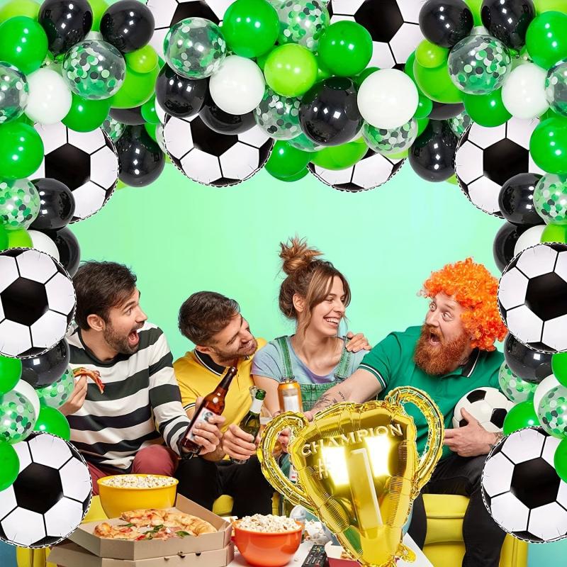Soccer Party Balloon Garland Arch Kit with Soccer Mylar Foil Balloons