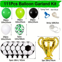 Soccer Party Balloon Garland Arch Kit with Soccer Mylar Foil Balloons