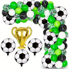 Soccer Party Balloon Garland Arch Kit with Soccer Mylar Foil Balloons