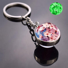 Luminous Flower Keyring Glass Ball Pendant Jewelry Gift For Women Key Chain