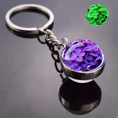 Luminous Flower Keyring Glass Ball Pendant Jewelry Gift For Women Key Chain