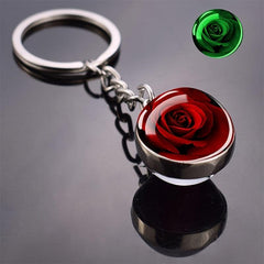 Luminous Flower Keyring Glass Ball Pendant Jewelry Gift For Women Key Chain