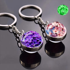 Luminous Flower Keyring Glass Ball Pendant Jewelry Gift For Women Key Chain