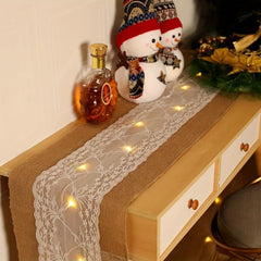 Burlap Lace Table Runner 30x274cm Rustic Wedding Decor