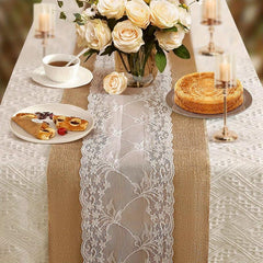Burlap Lace Table Runner 30x274cm Rustic Wedding Decor