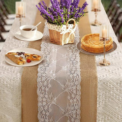 Burlap Lace Table Runner 30x274cm Rustic Wedding Decor