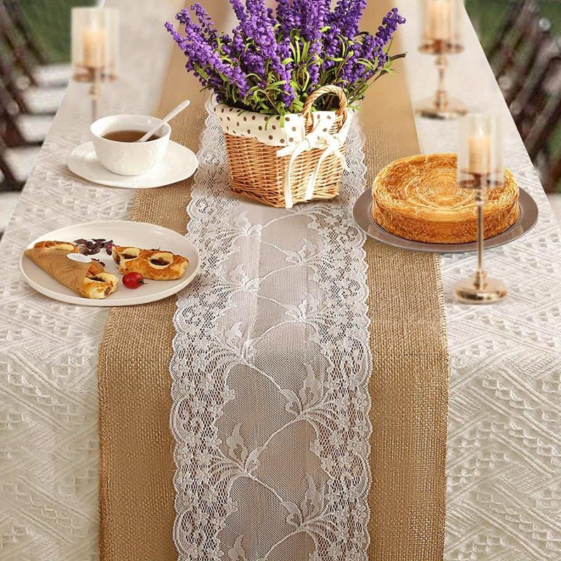 Burlap Lace Table Runner 30x274cm Rustic Wedding Decor