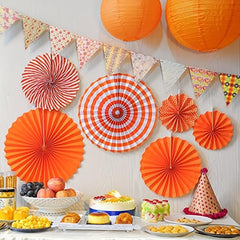 Orange Party Hanging Paper Fans for Halloween Baby Shower Birthday Wedding Decor