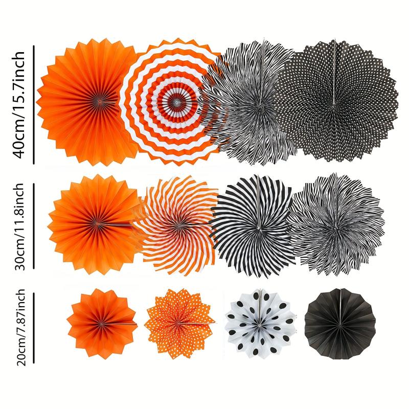 Orange Party Hanging Paper Fans for Halloween Baby Shower Birthday Wedding Decor