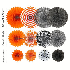 Orange Party Hanging Paper Fans for Halloween Baby Shower Birthday Wedding Decor