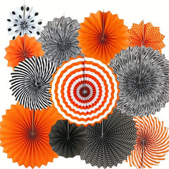 Orange Party Hanging Paper Fans for Halloween Baby Shower Birthday Wedding Decor