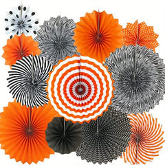 Orange Party Hanging Paper Fans for Halloween Baby Shower Birthday Wedding Decor