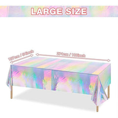 Iridescent Plastic Tablecloth Disposable Laser Rectangle Table Cover Holographic