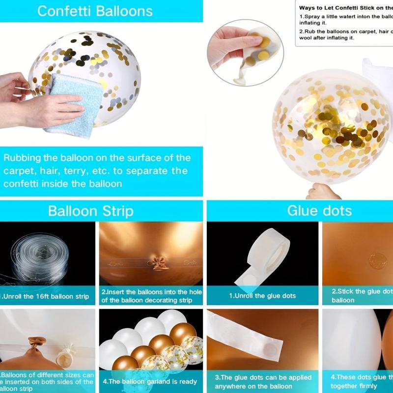Golden Balloon Garland Kit 88Pcs w/ Confetti Balloons - Wedding & Party Decor