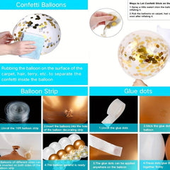 Golden Balloon Garland Kit 88Pcs w/ Confetti Balloons - Wedding & Party Decor